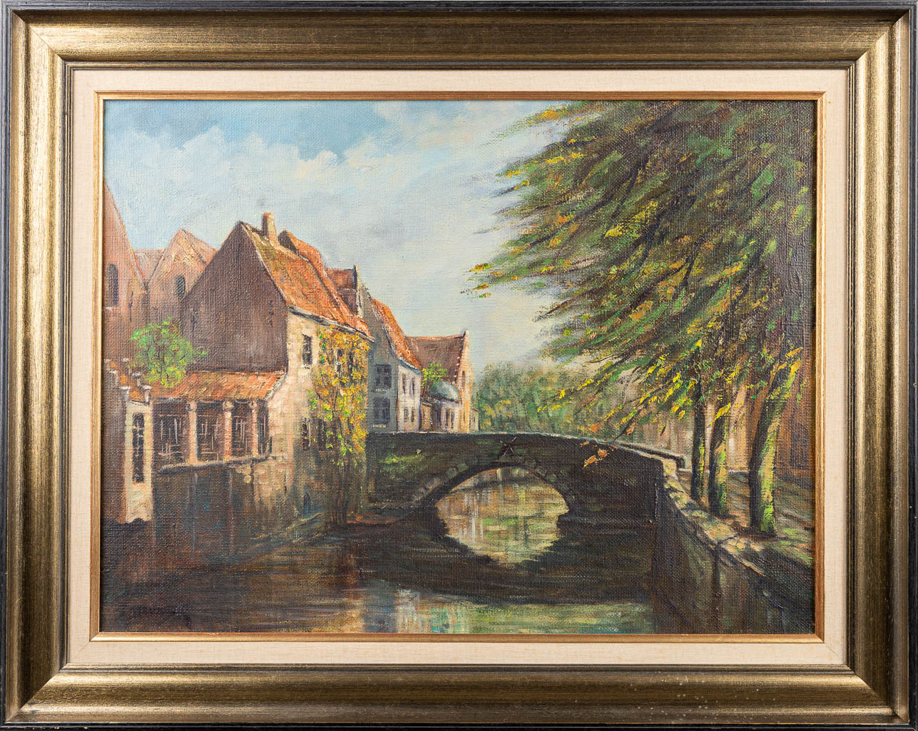 J. DEVULDER (XX) 'Bruges' a collection of 3 paintings. (80 x 60 cm)