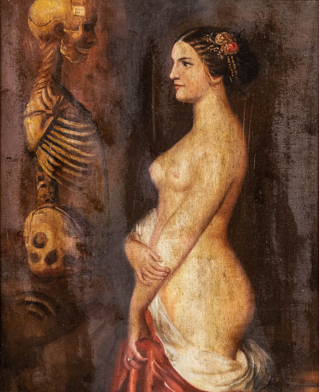 Memento Mori' een schilderij, olie op doek. (W:50 x H:62 cm)