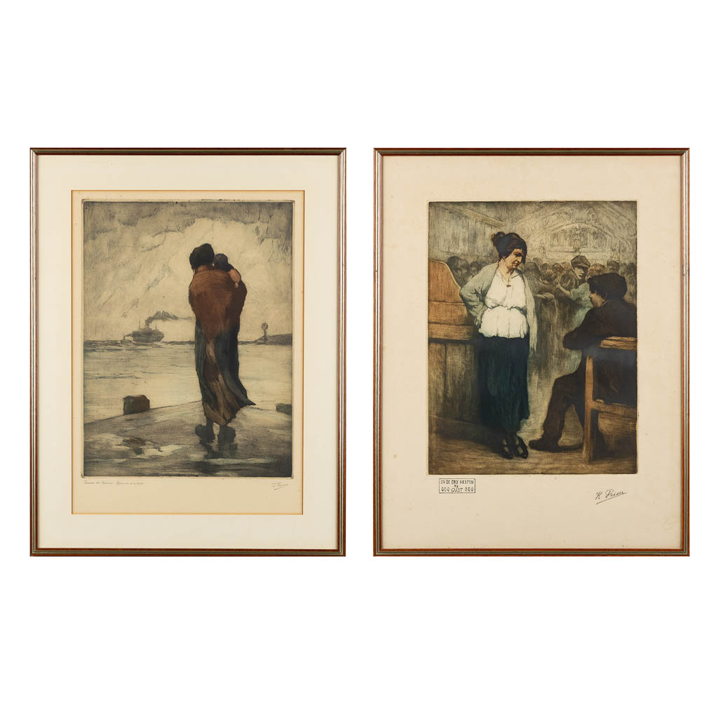 Kurt PEISER (1887-1962) 'Twee ingekleurde etsen' (L:38 x H:53 cm)