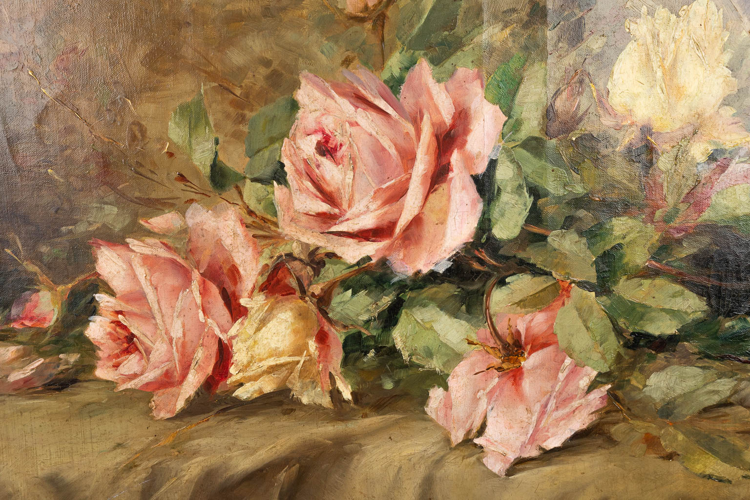 Jan DECKERS (1865-1942) een bloemenschilderij, olie op doek. (67 x 47,5 cm)