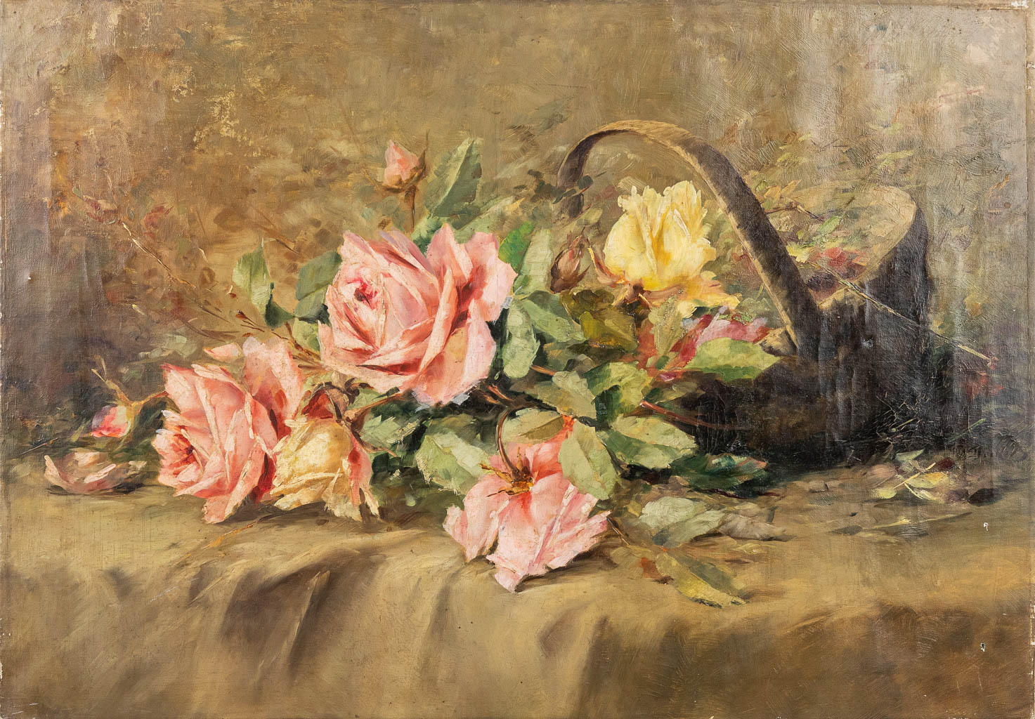 Jan DECKERS (1865-1942) een bloemenschilderij, olie op doek. (67 x 47,5 cm)