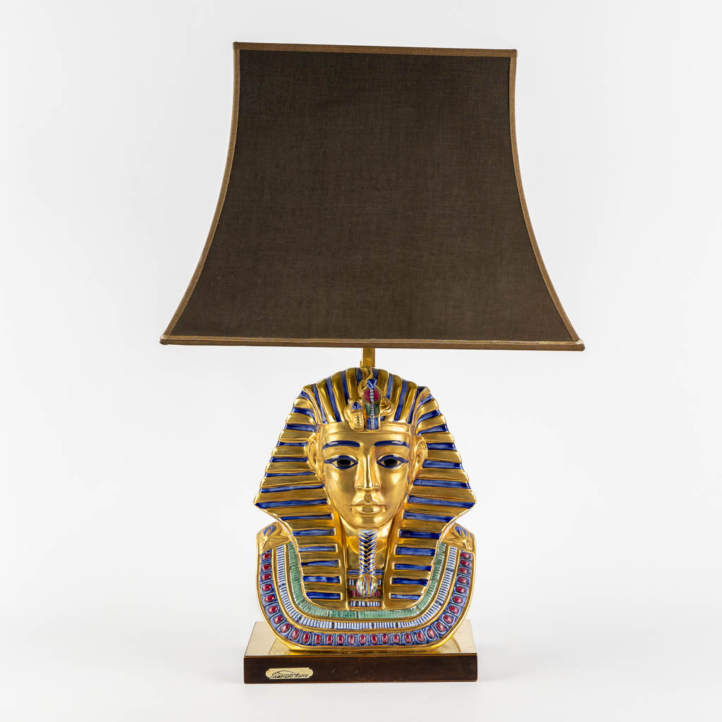Eduoardo Tasca, Capodimonte, A Tutanchamun table lamp. (L:19 x W:25 x H:38 cm)