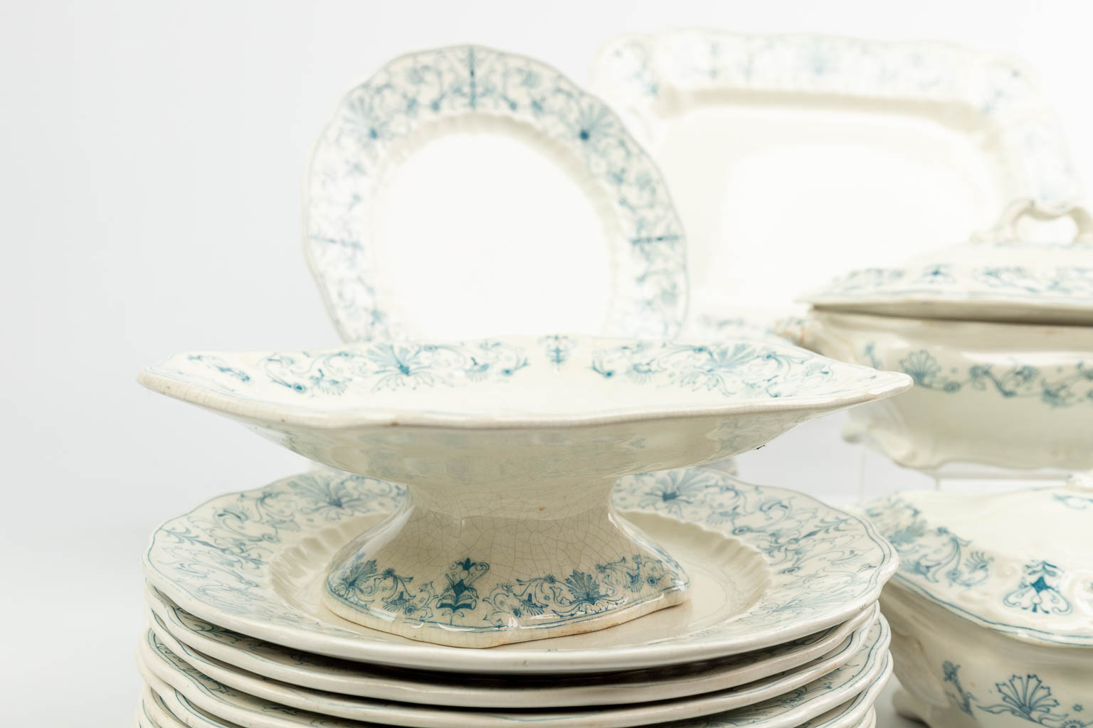 A large dinner service made of porcelain in the UK and marked 
