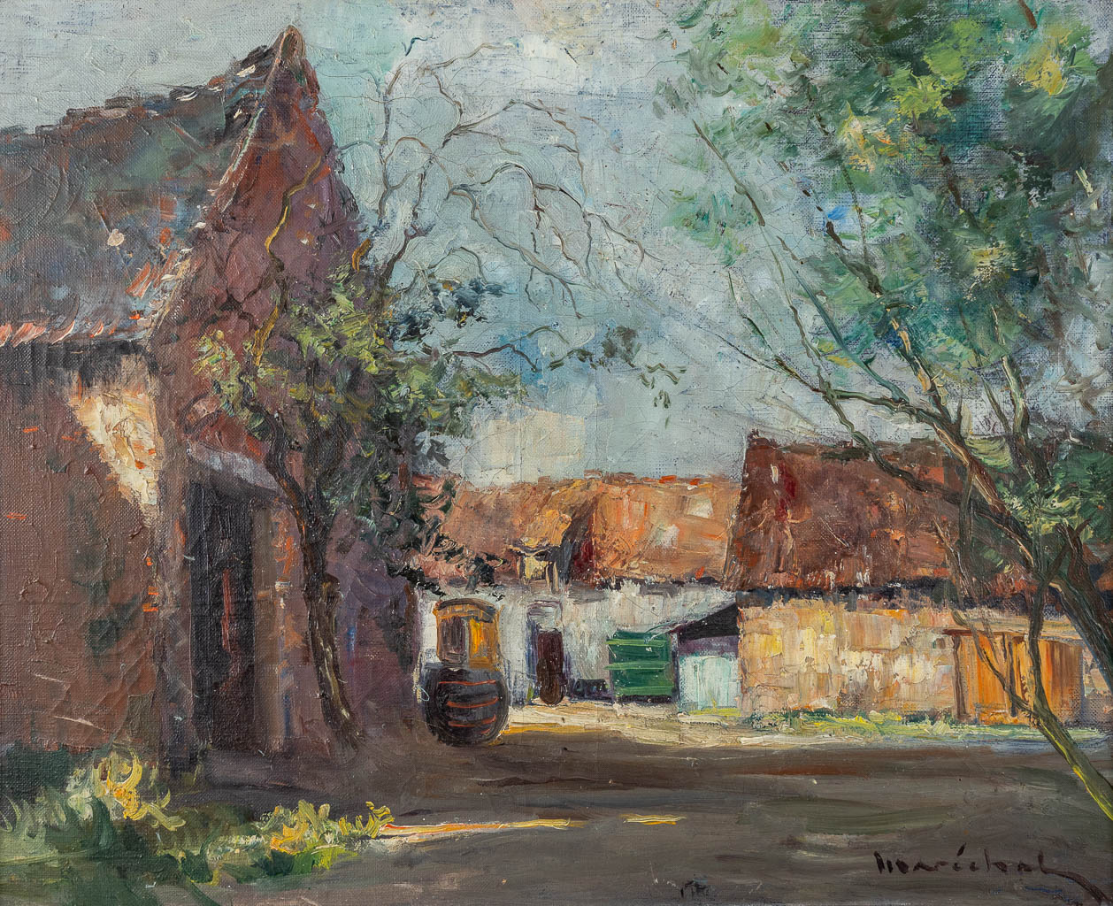Louis MARÉCHAL (1884-1971) 'Courtyard' oil on canvas. (W:50 x H:40 cm)