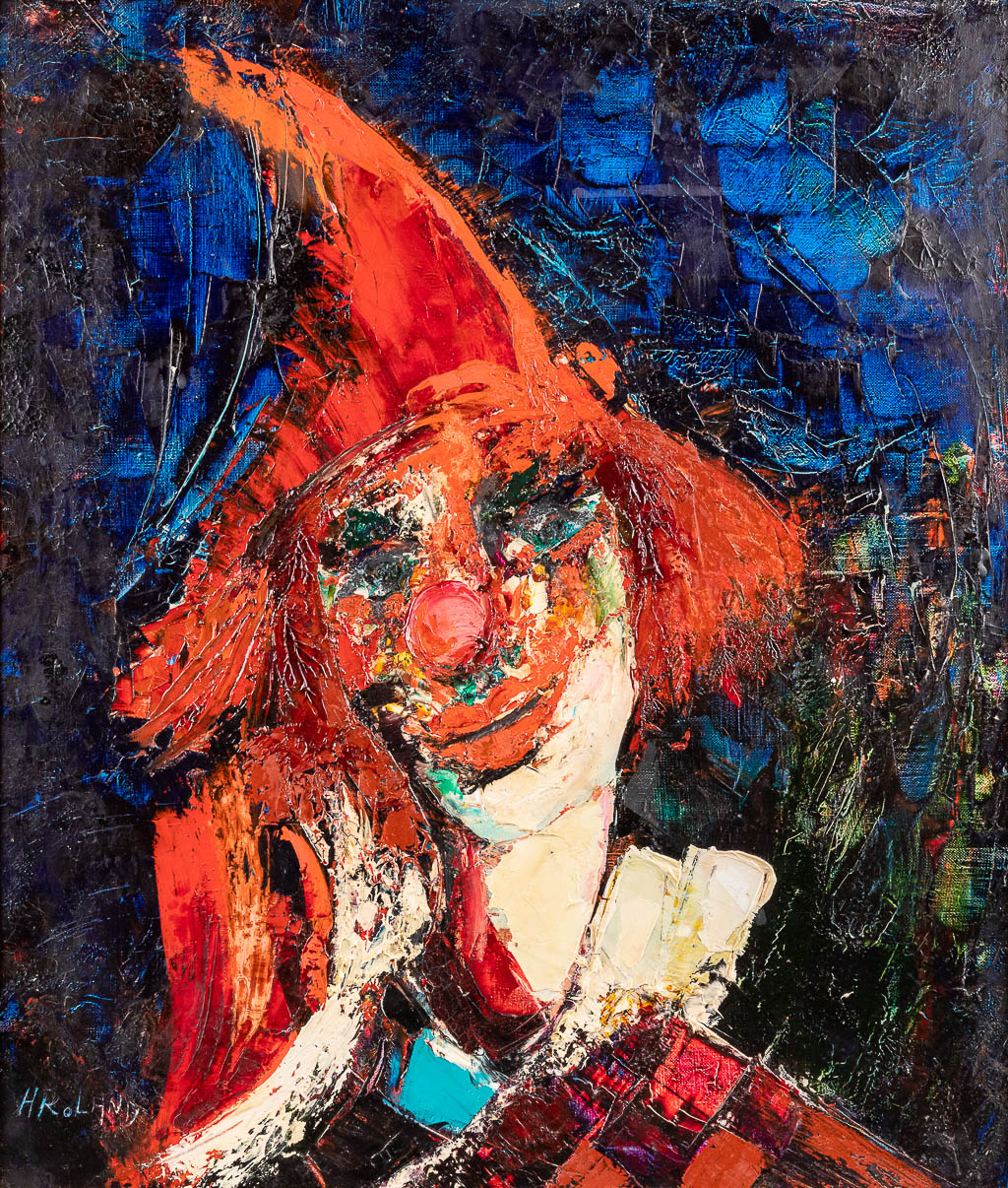 Henry ROLAND (1919-2000) 'De Clown' olie op doek. (W: 58 x H: 69 cm)