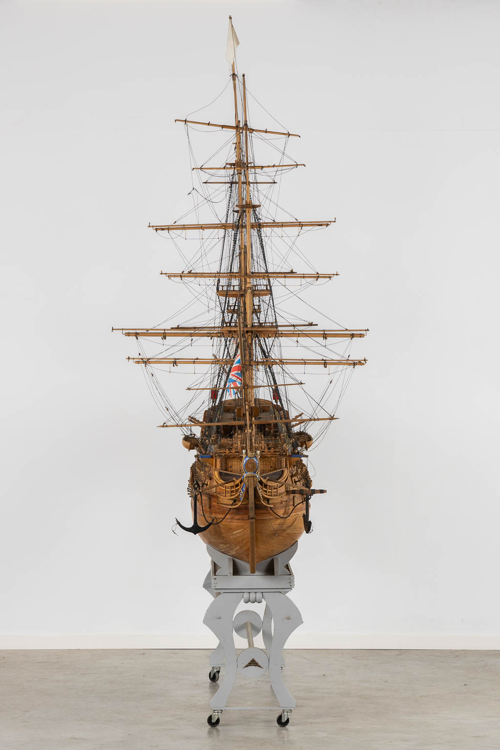 H.M.S. Victory, a large and decorative, hand-made ship. (L:56 x W:320 x H:285 cm)
