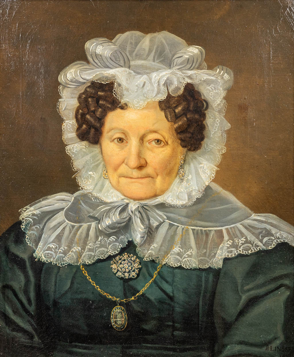 An empire portrait of Mathilde Van Wevelinghoven (1749-1834), oil on canvas. (50 x 60 cm)