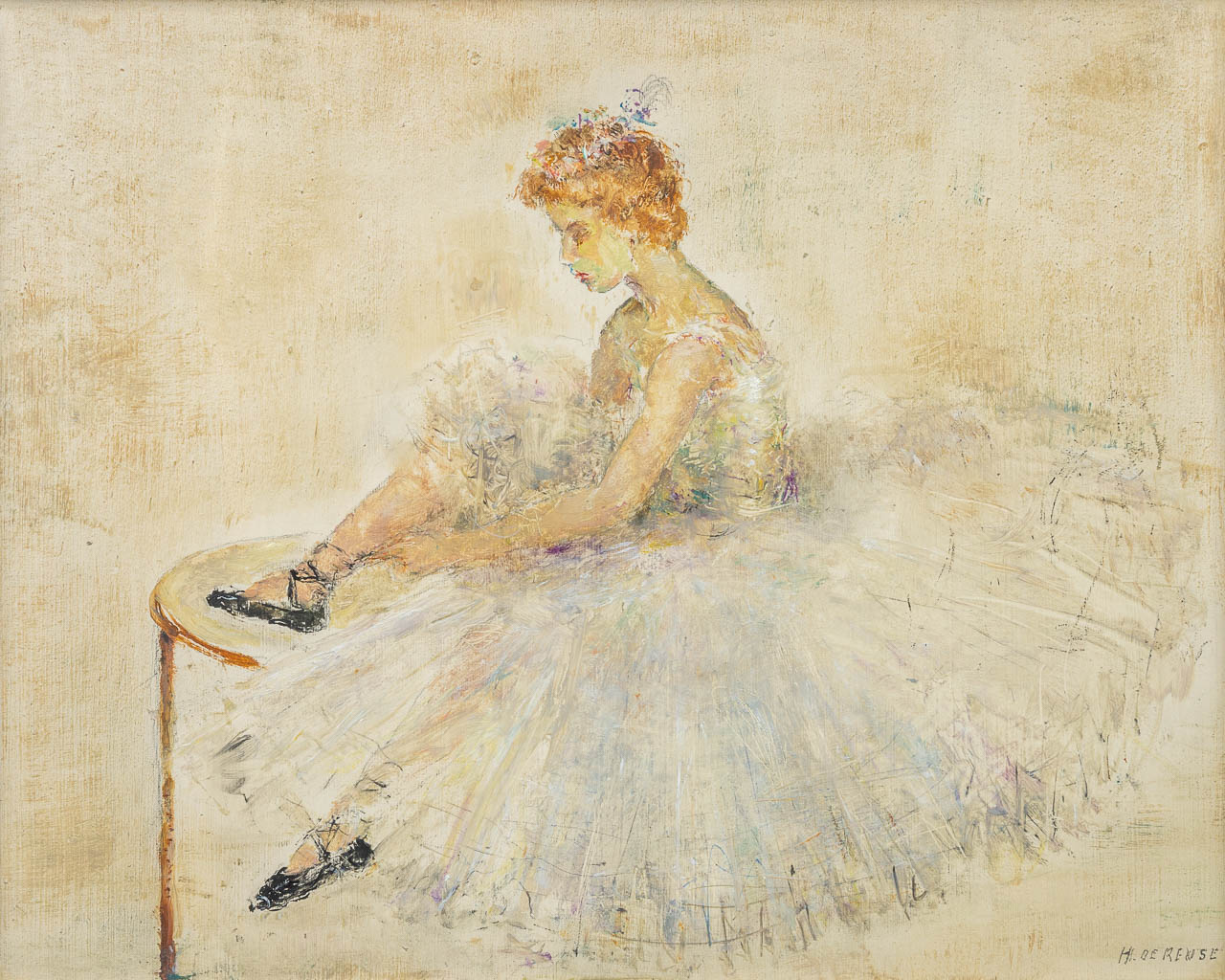 Hélène DE REUSE (1892-1979) 'Ballerina' a painting, oil on panel. (34 x 27 cm)