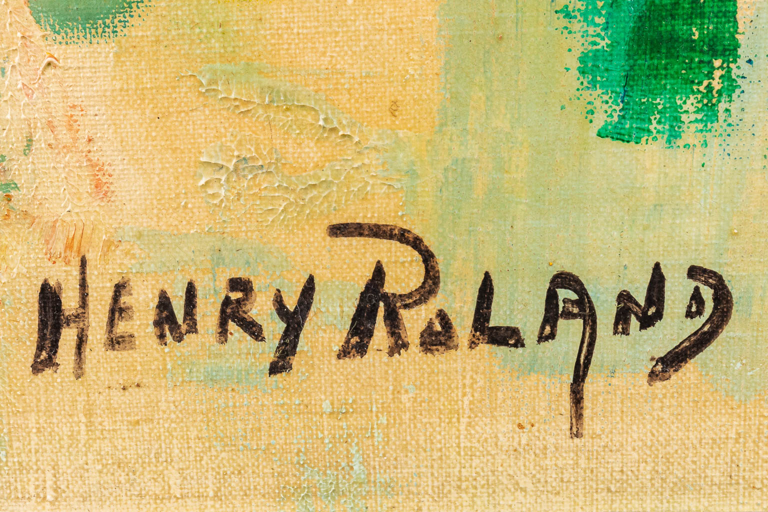 Henry ROLAND (1919-2000) 'Bloemenvaas' olie op doek. 