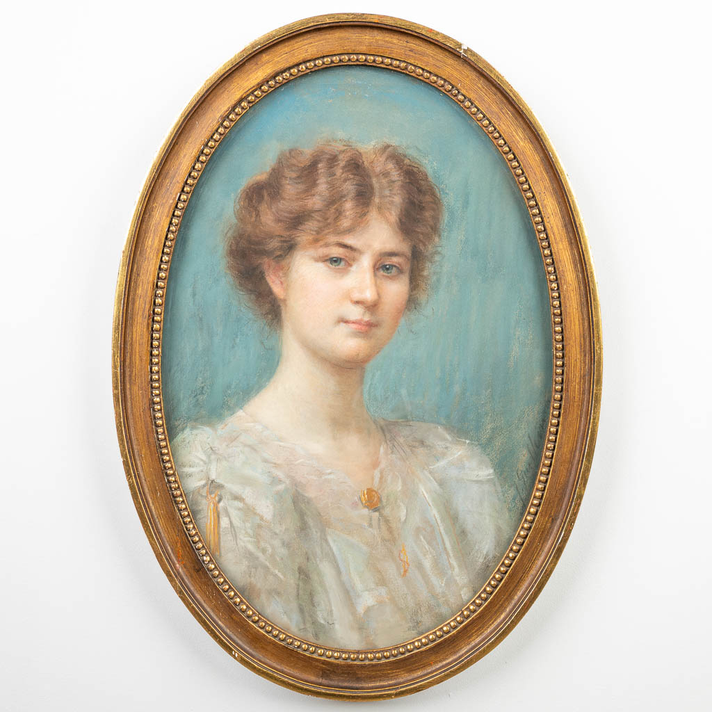 Louise GUILLEMAIN (act.c.1820) 'Portret van Mevr. Fevier', galerijhoudster op de zavel in Brussel. (43 x 63 cm)