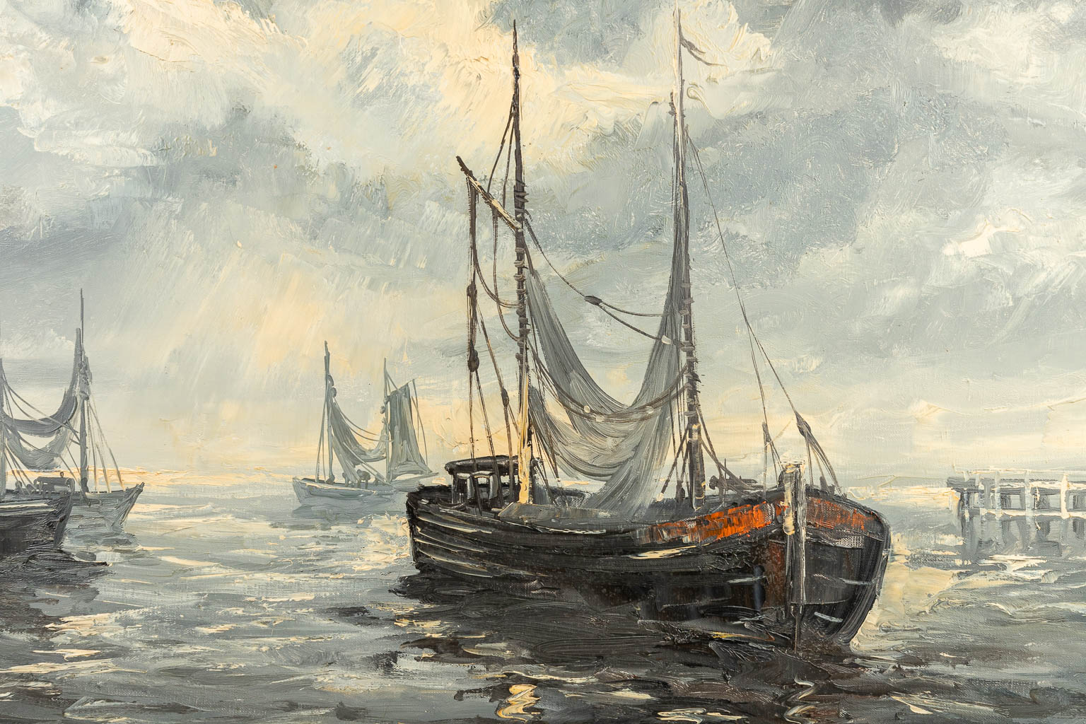 Émile LAMMERS (1914-1990) 'Marine' een schilderij, olie op doek. (120 x 80 cm)