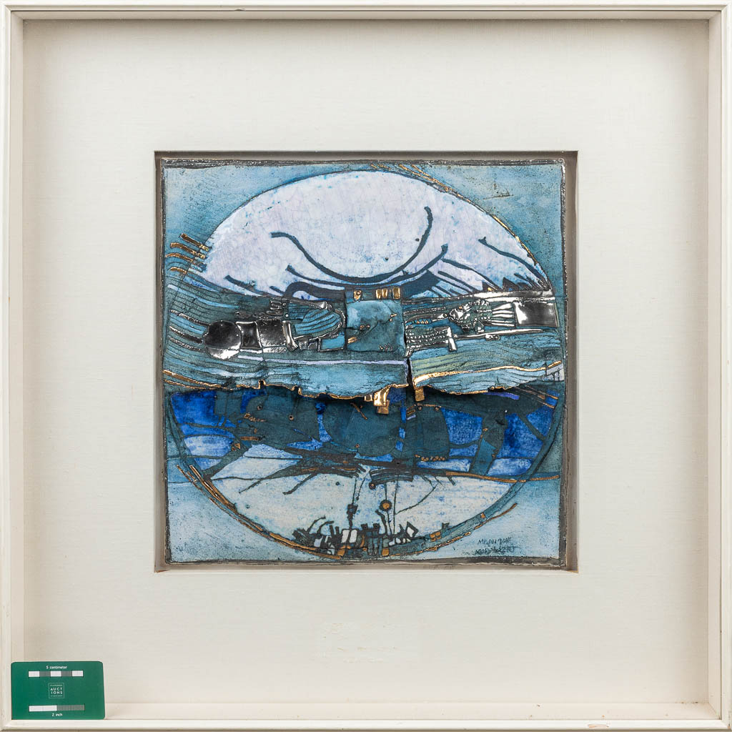 Monique MUYLAERT (1946) A glazed ceramic plaque mounted in a frame. (H:39cm)