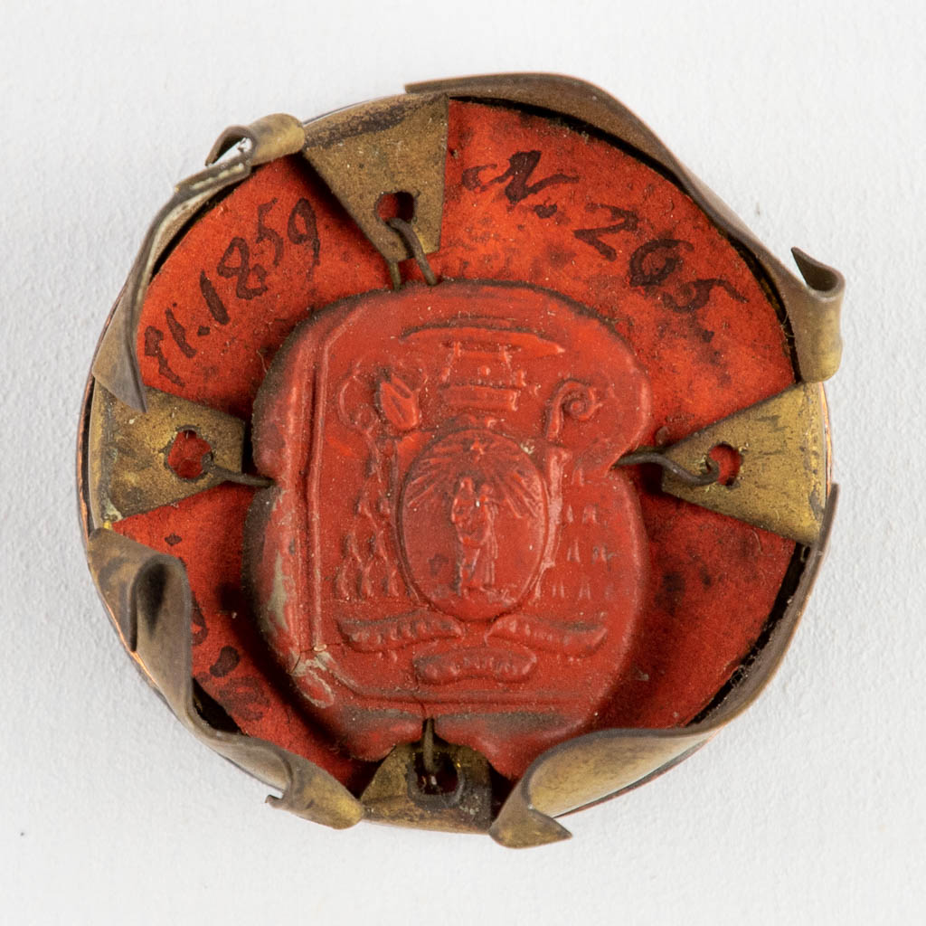 A sealed theca with a relic: Ex Ossibus Sancti Joannis Gualberti Abbatis