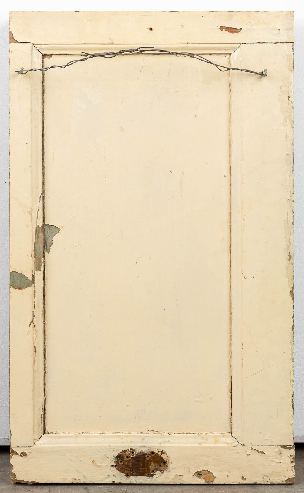 Fons BREEKELMANS (XX) 'De Bushalte' een geschilderde deur. Olie op paneel. 2000. (46 x 77 cm)