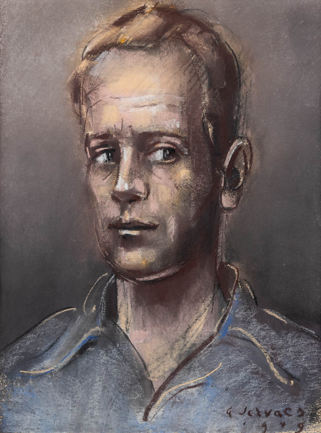 Albert SERVAES (1883-1966) 'Portrait of Jan Servaes, Son of Albert' gouache on paper. (W:32 x H:43 cm)