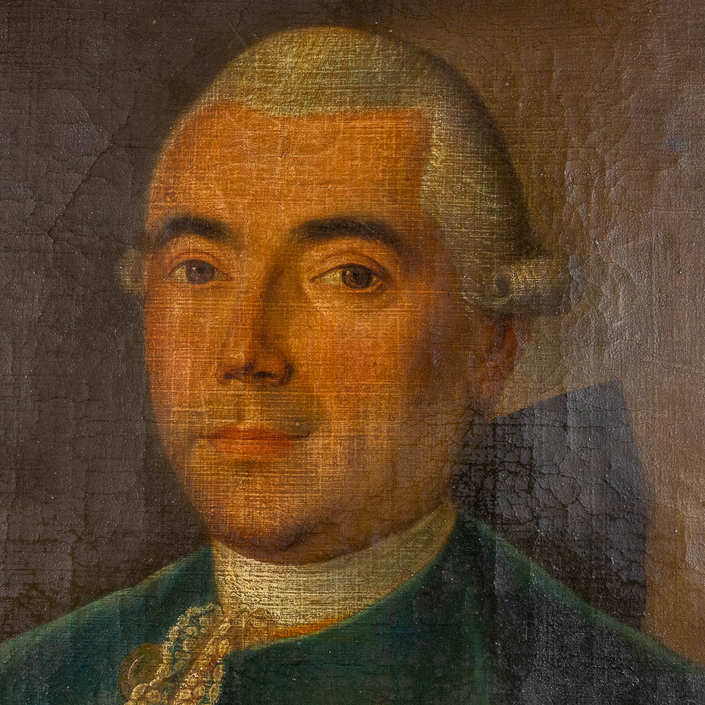 An antique portrait of a noble man, oil on canvas. 18th C. (W:75 x H:97 cm)
