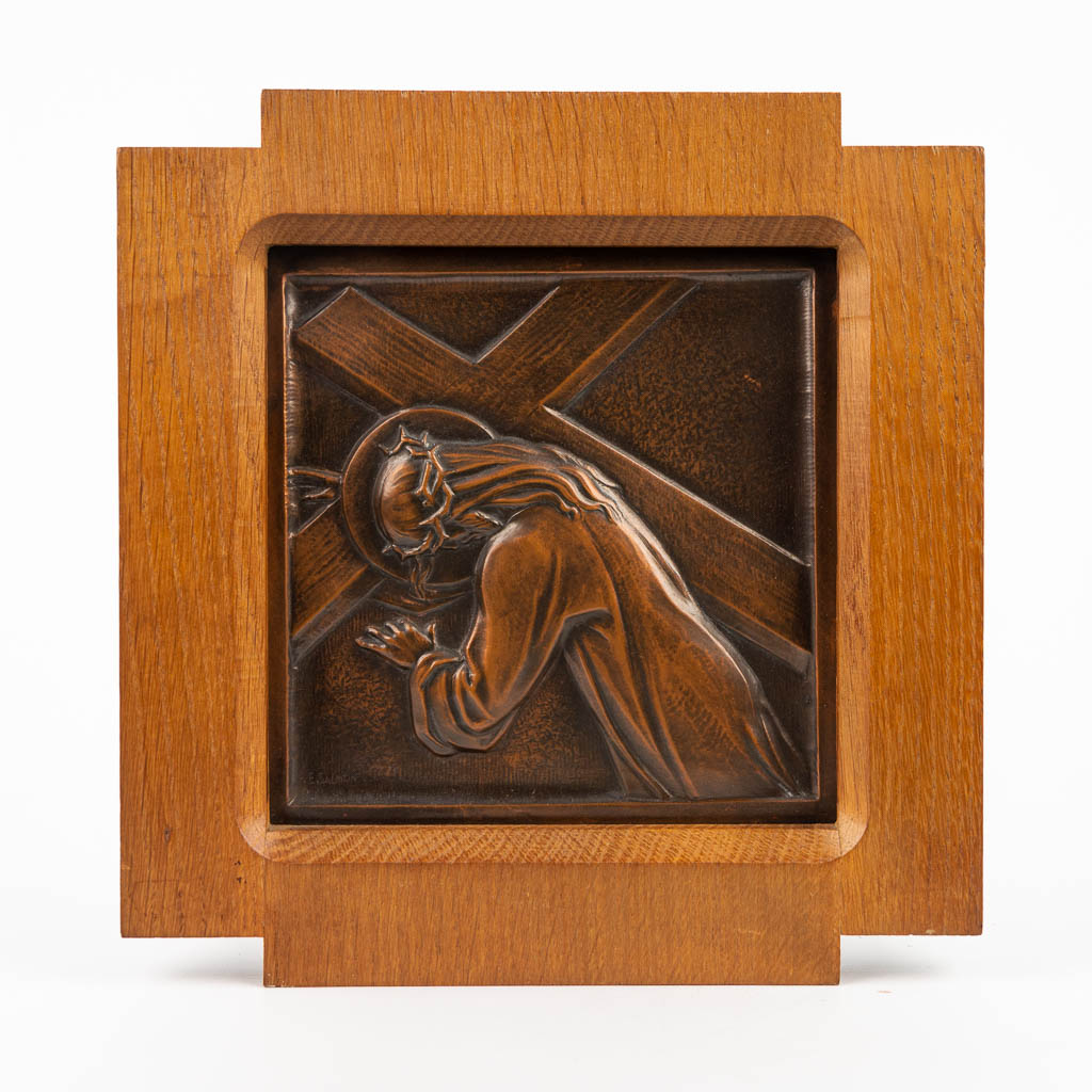 Émile SALMON (1840-1913) 'Stations of the cross' made of repouse copper. (H:25cm)