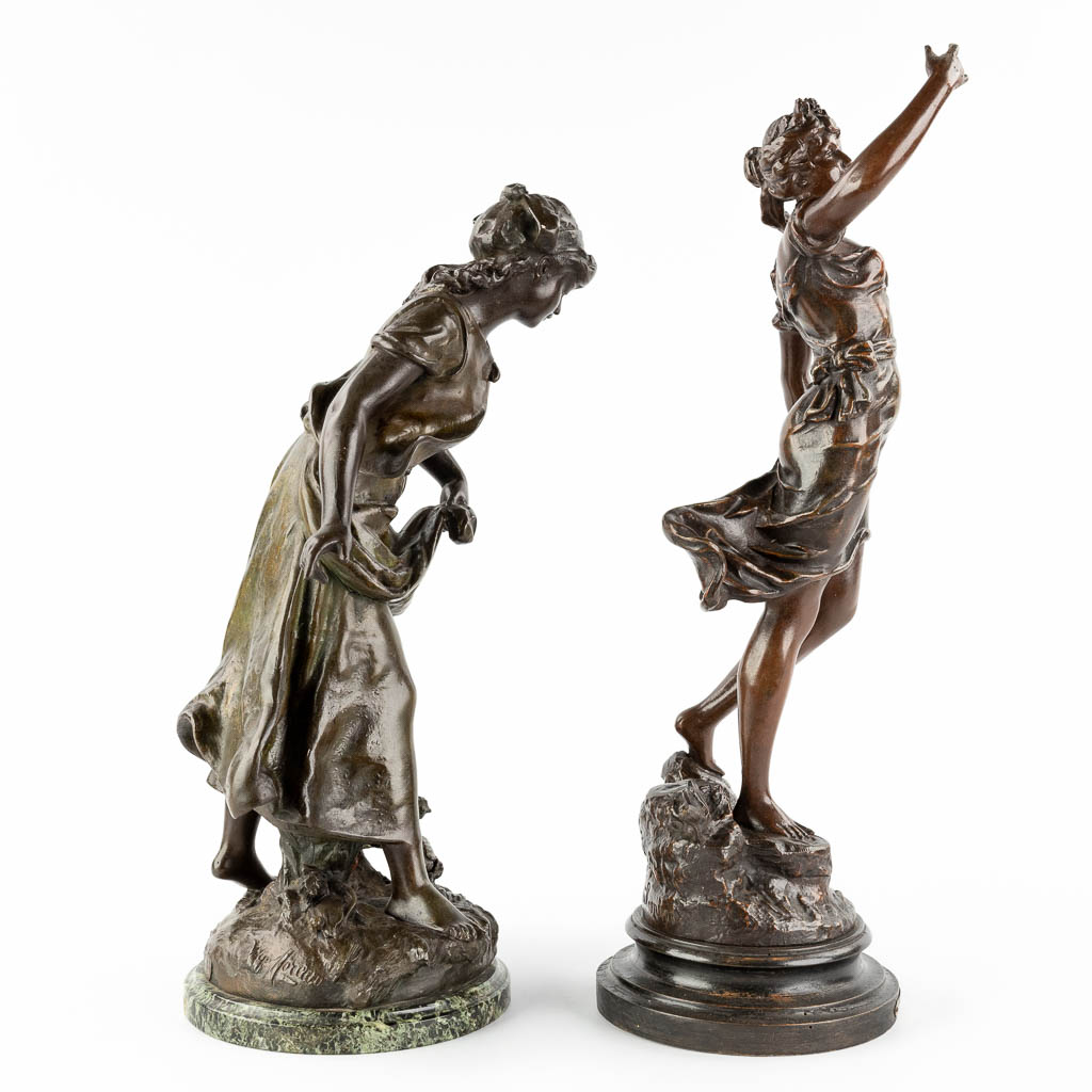 Hippolyte MOREAU (1832-1927) 'Semeuse' & Emile GUILLEMIN (1841-1907) 'Gloire', kunstbrons (H:50 cm)