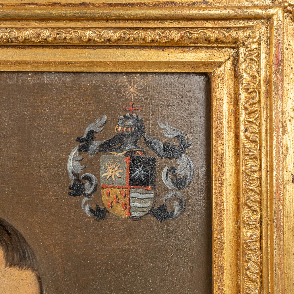Een antiek portret van Juan Luis Vives, olie op paneel. Paneel gemaakt tijdens de 17de eeuw. (31 x 44 cm)
