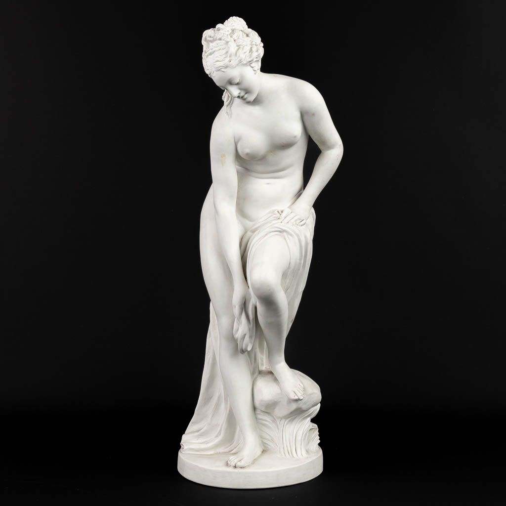 After Gabriel ALLEGRAIN (1733-1779) 'Bathing Venus' a statue made of biscuit porcelain. (H:58cm)