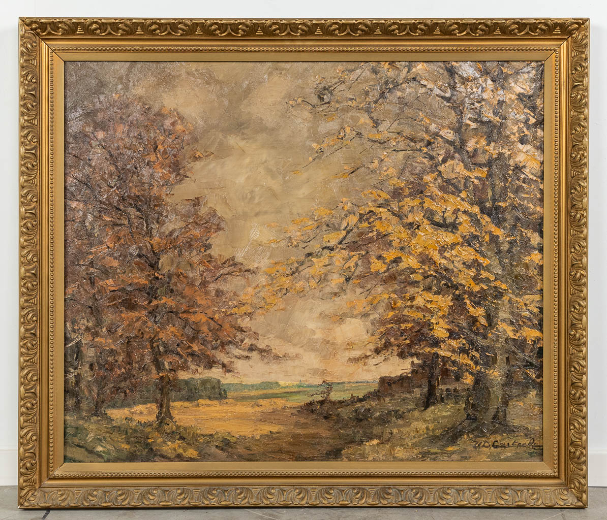 Auguste VAN DE CASTEELE (1889-1969) Three paintings, oil on canvas. (W:100 x H:90 cm)