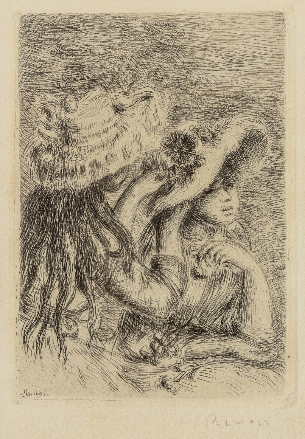 Pierre-Auguste RENOIR (1841-1919) 'Le Chapeau épinglé' an etching. (W:8,6 x H:11,8 cm)