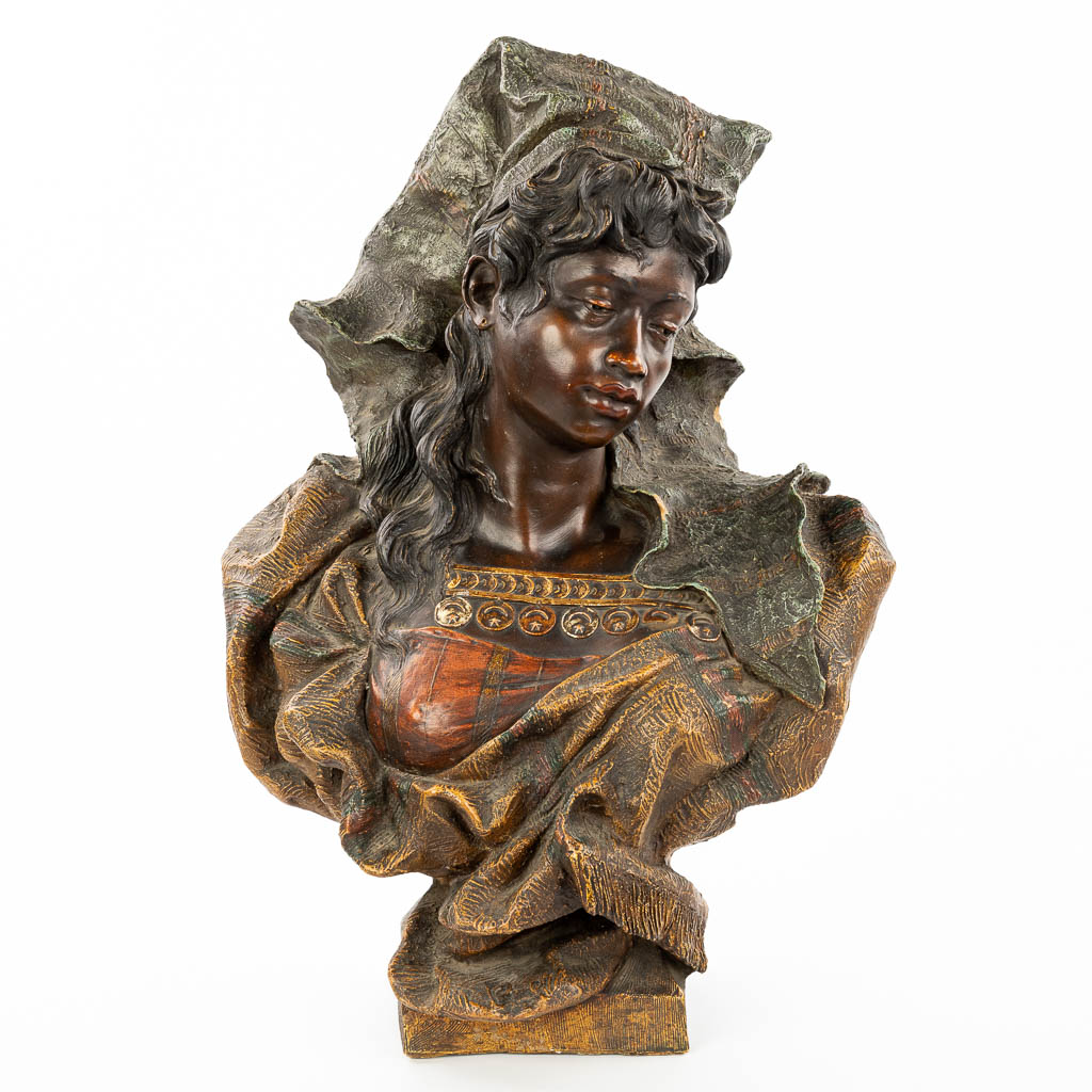 A bust of a Berber lady made of terracotta by Goldscheider, Vienna. (H:52cm)
