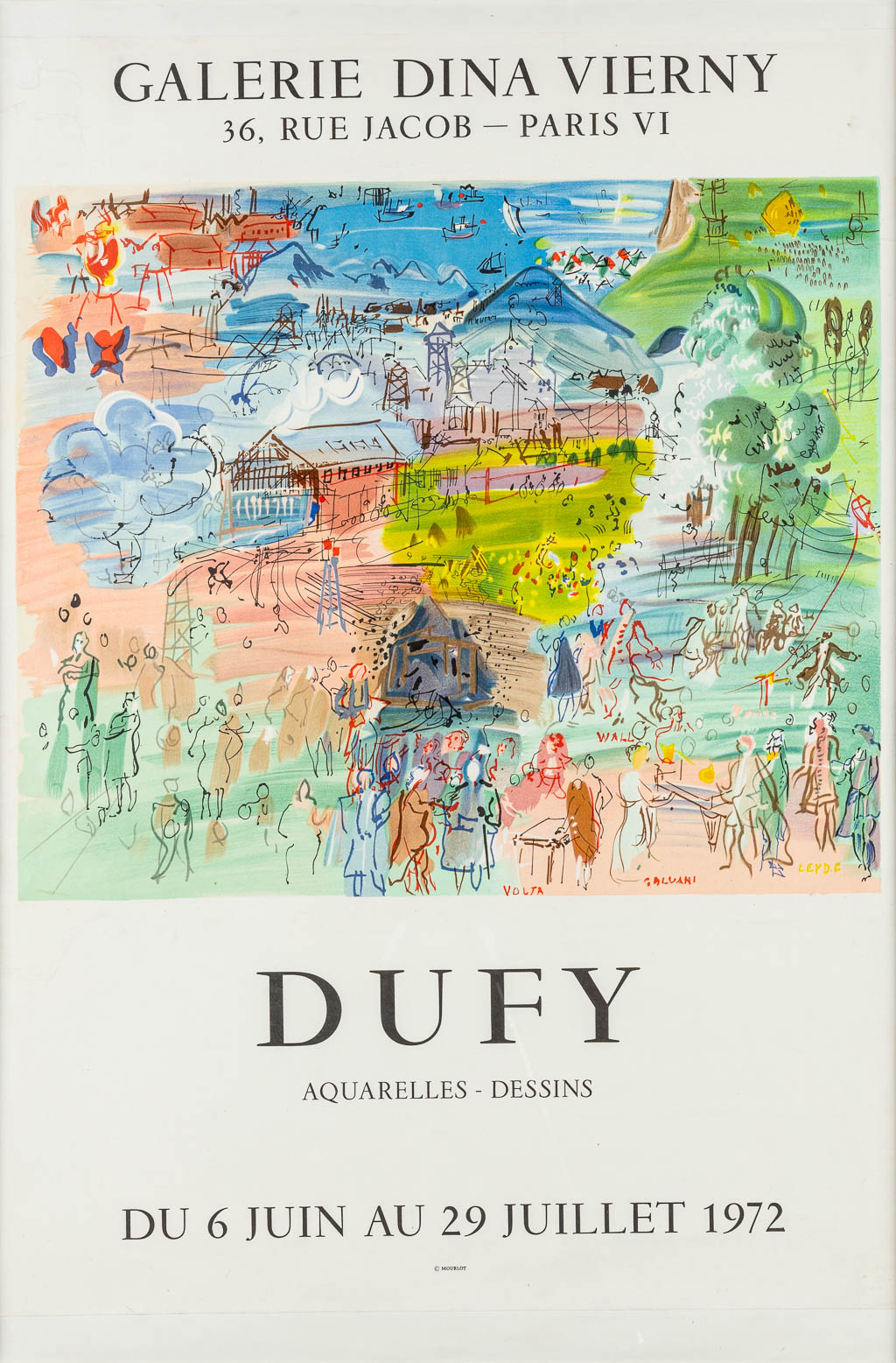 Raoul DUFY (1877-1953) 'Original poster' for exibithion in the Gallerie Dina Vierny, 36 Rue Jacob, Paris. Aquarelles -
