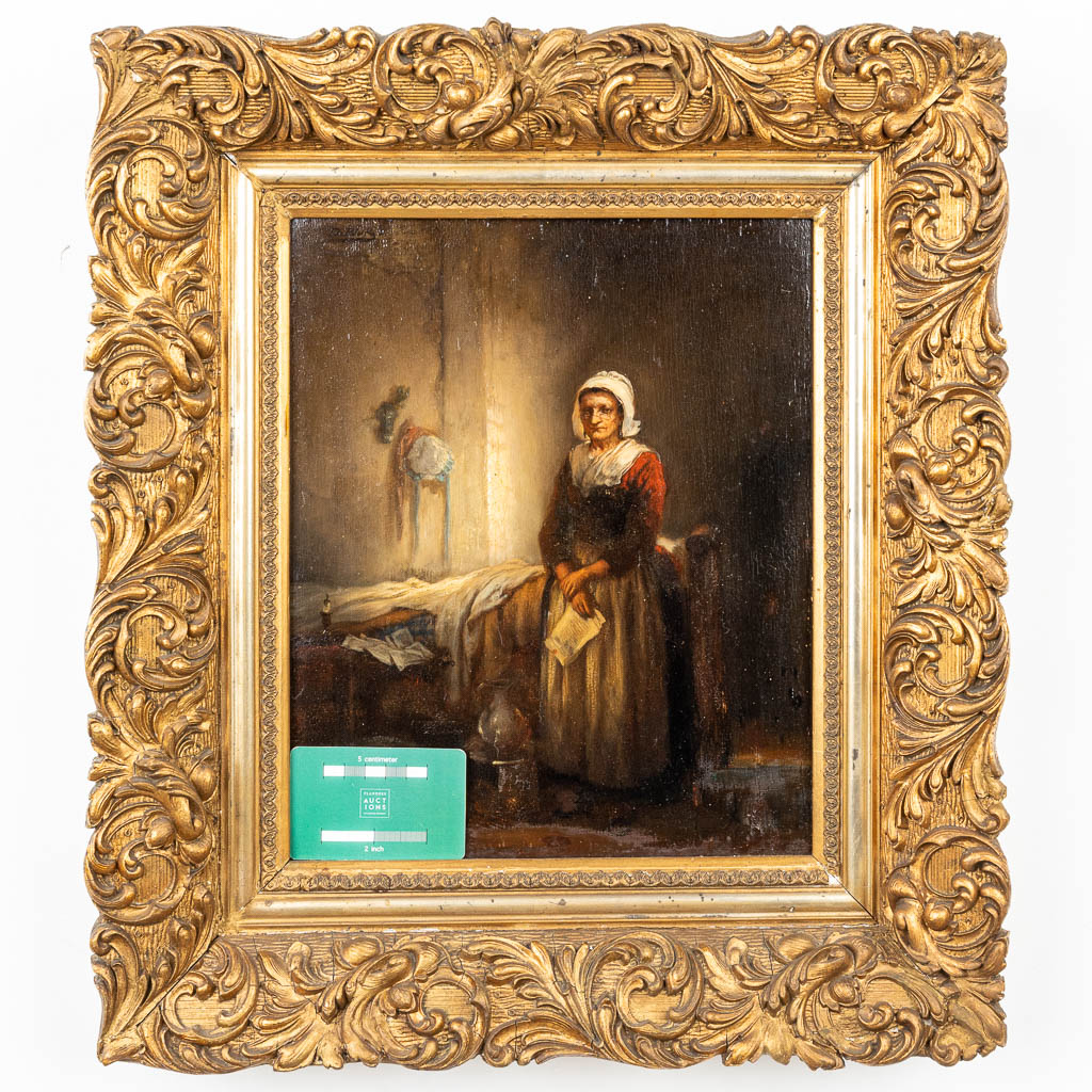 After Eugène François DE BLOCK (1812-1893) 'Portrait', a painting, oil on panel. (27 x 33 cm)