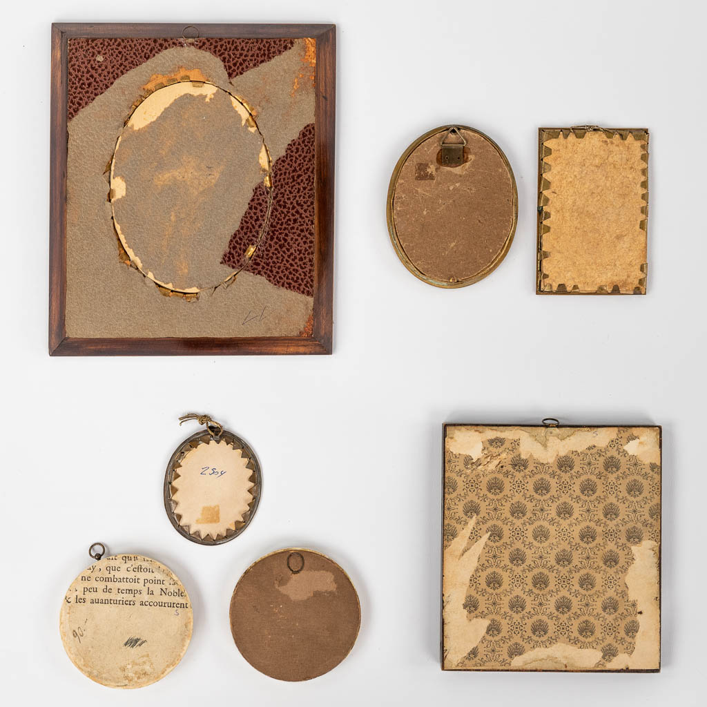 Seven miniature framed paintings, 19th C. (W:17 x H:20 cm)
