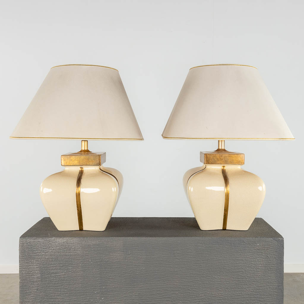 Maison Le Dauphin, a pair of table lamps, circa 1980. (D:27 x W:27 x H:58 cm)
