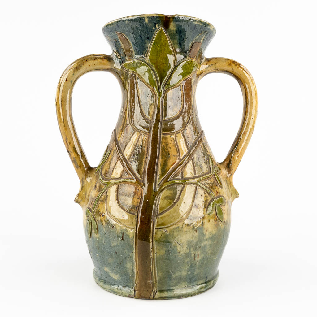 Léo MAES DECOCK (XIX-XX) 'Vase' Flemish Earthenware, Torhout. (D:18 x W:24 x H:30 cm)