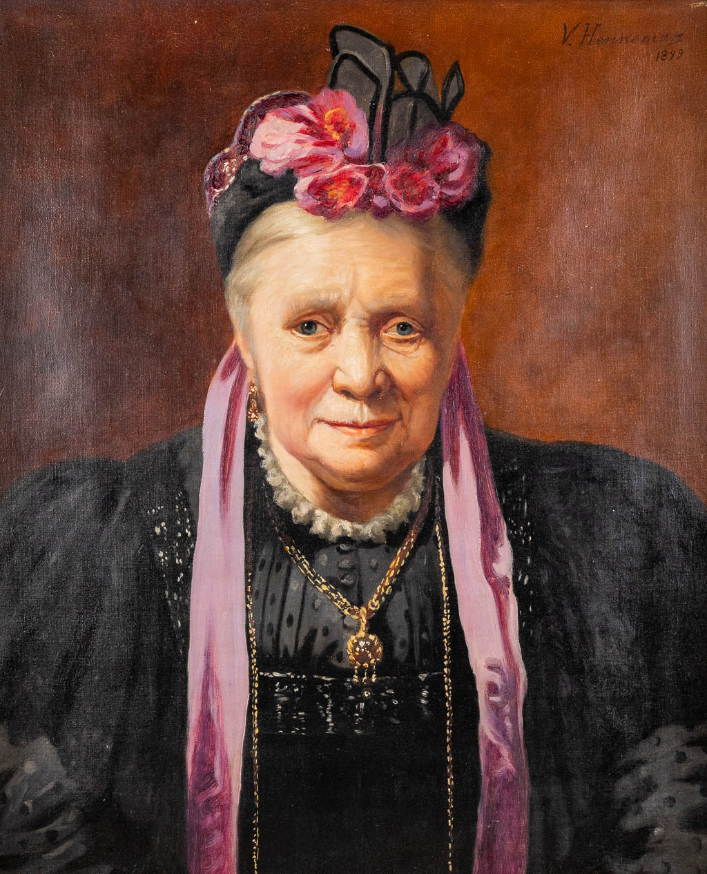 Valentin HENNEMAN (1861-1930) 'Portret van een dame' olie op doek. 1899. (W:54 x H:66 cm)