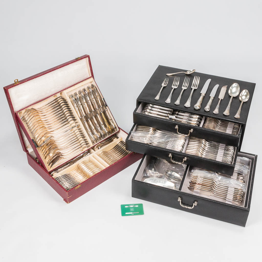 A collection of 2 silver plated cutlery sets of which 1 is marked Wiskemann, model 