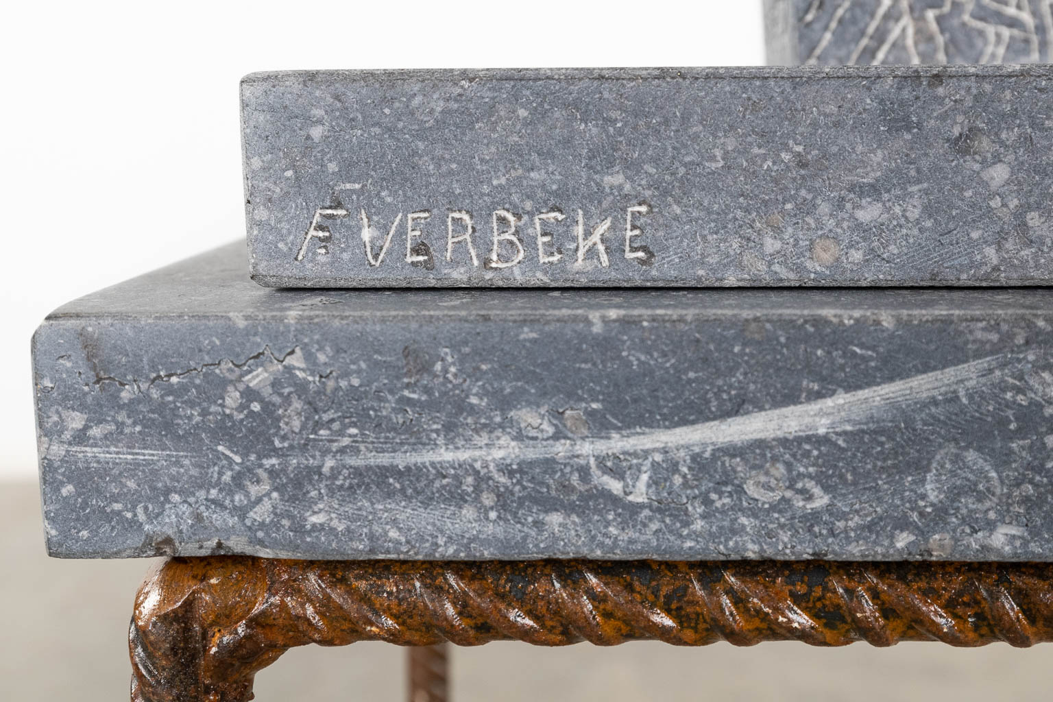 Francois VEREBEKE (1960) 'Totem' Belgian bluestone. (D:21 x W:35 x H:78 cm)