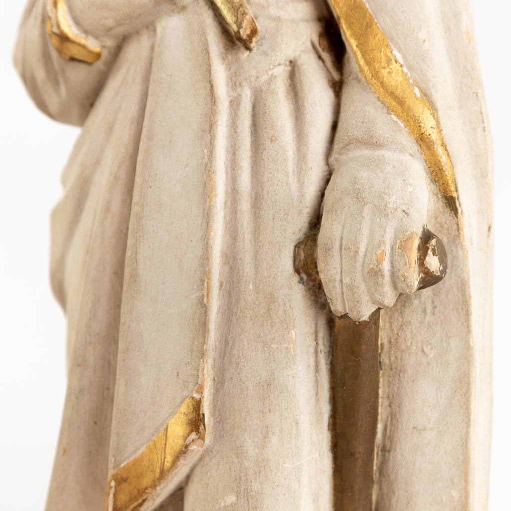 Four wood sculptured Holy figurines, 19th C. (H:39 cm)