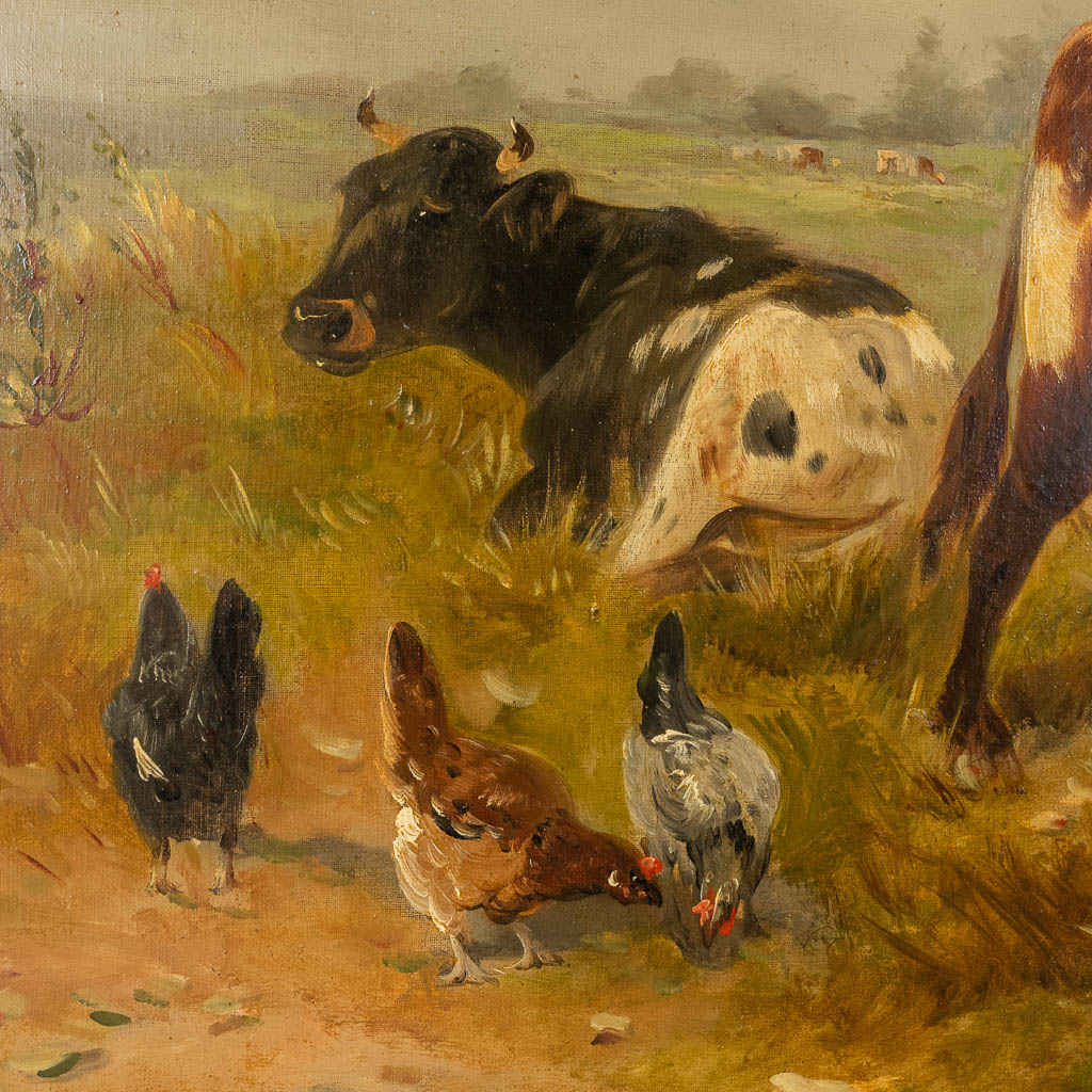 Henry SCHOUTEN (1857/64-1927) 'Cattle in the field' oil on canvas. (W:120 x H:86 cm)