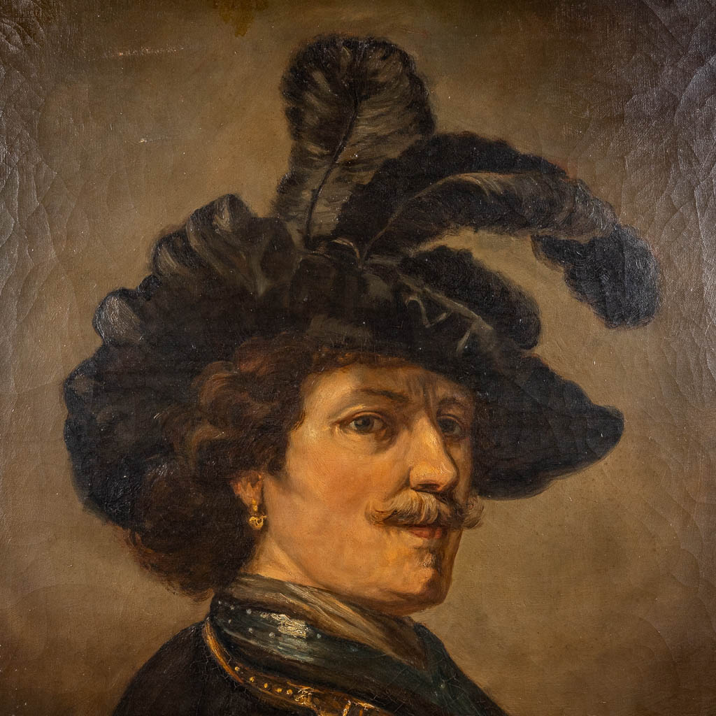 The man with the feathered hat, After Rembrandt Van Rijn. Oil on canvas. (W:60 x H:75 cm)