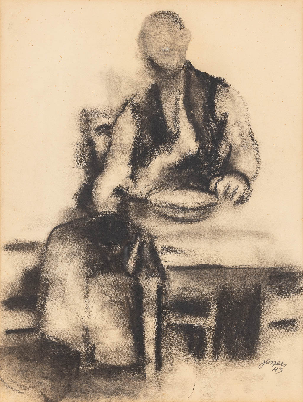  Floris JESPERS (1889-1965) 'Seated figurine' Gouache on paper. 1943. 