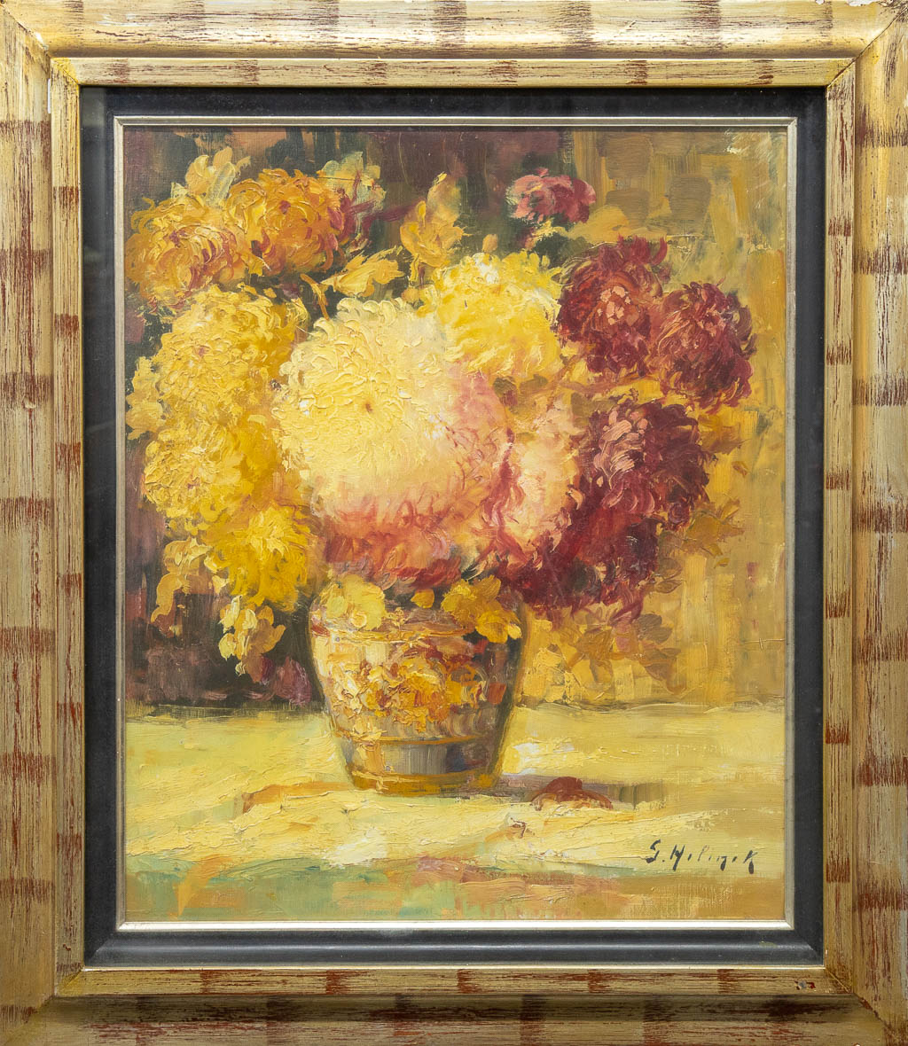 Gustave HELINCK (1884-1954) 'Bloementuil' a flower painting, oil on canvas. (50 x 60 cm)