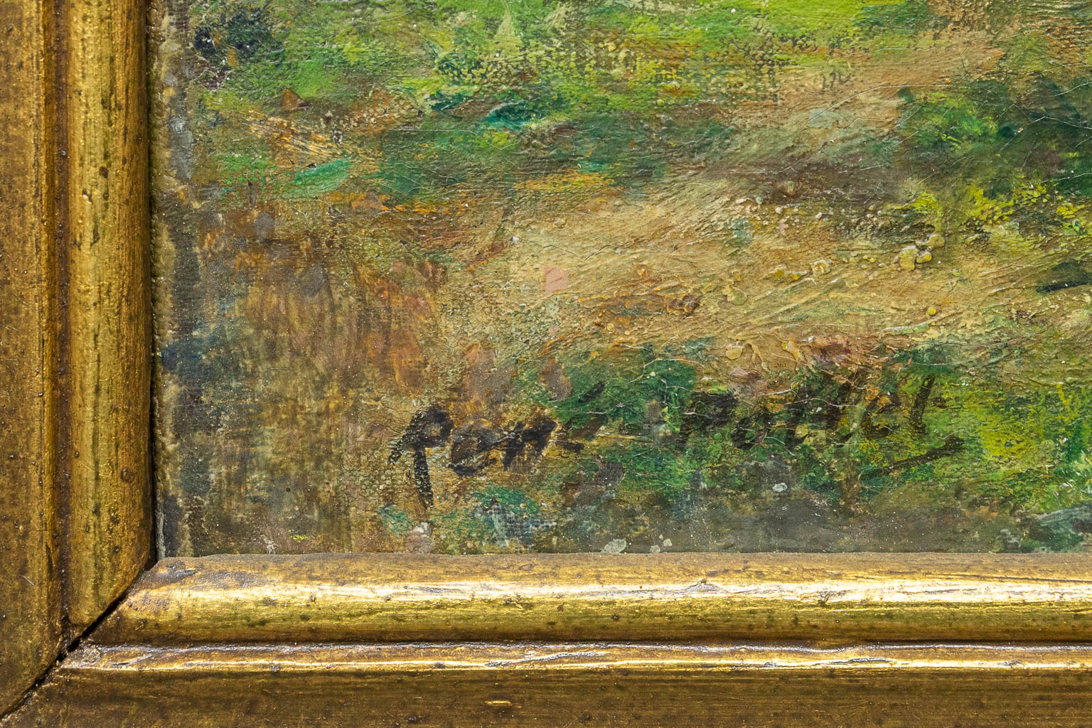 Rene POLLET (XIX) Landscape with cattle, oil on canvas. (56 x 39 cm)