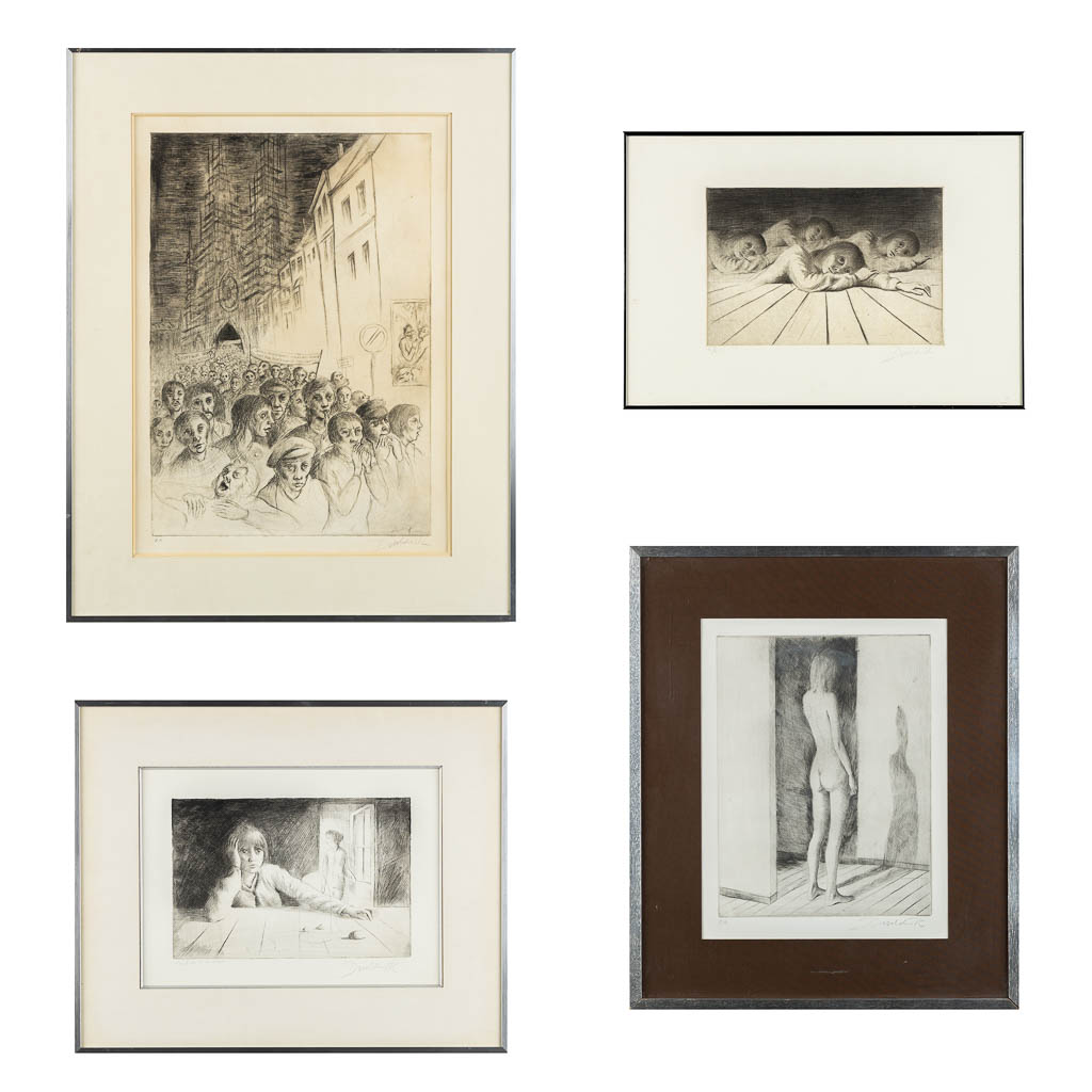 Roland DEVOLDER (1938) 'Four Etchings'. (W:34,5 x H:49,5 cm)