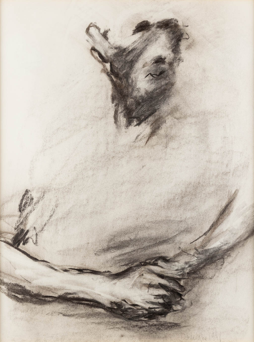 Eugène DODEIGNE (1923-2015) 'Homme Avec Bras Croisés' 1971. (W:45 x H:59,5 cm)