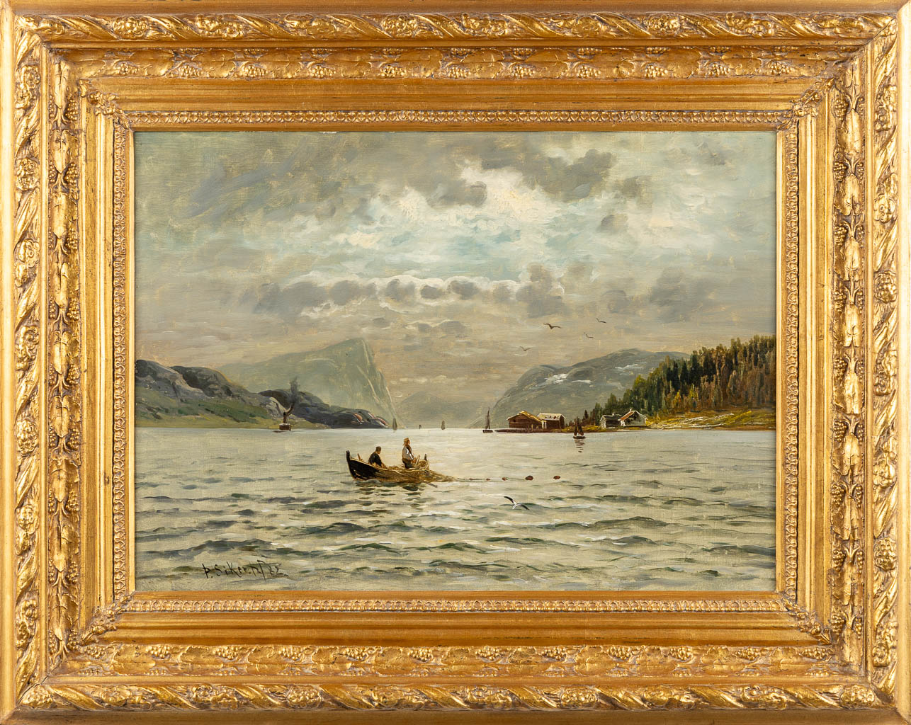 A decorative lake landscape, signed 