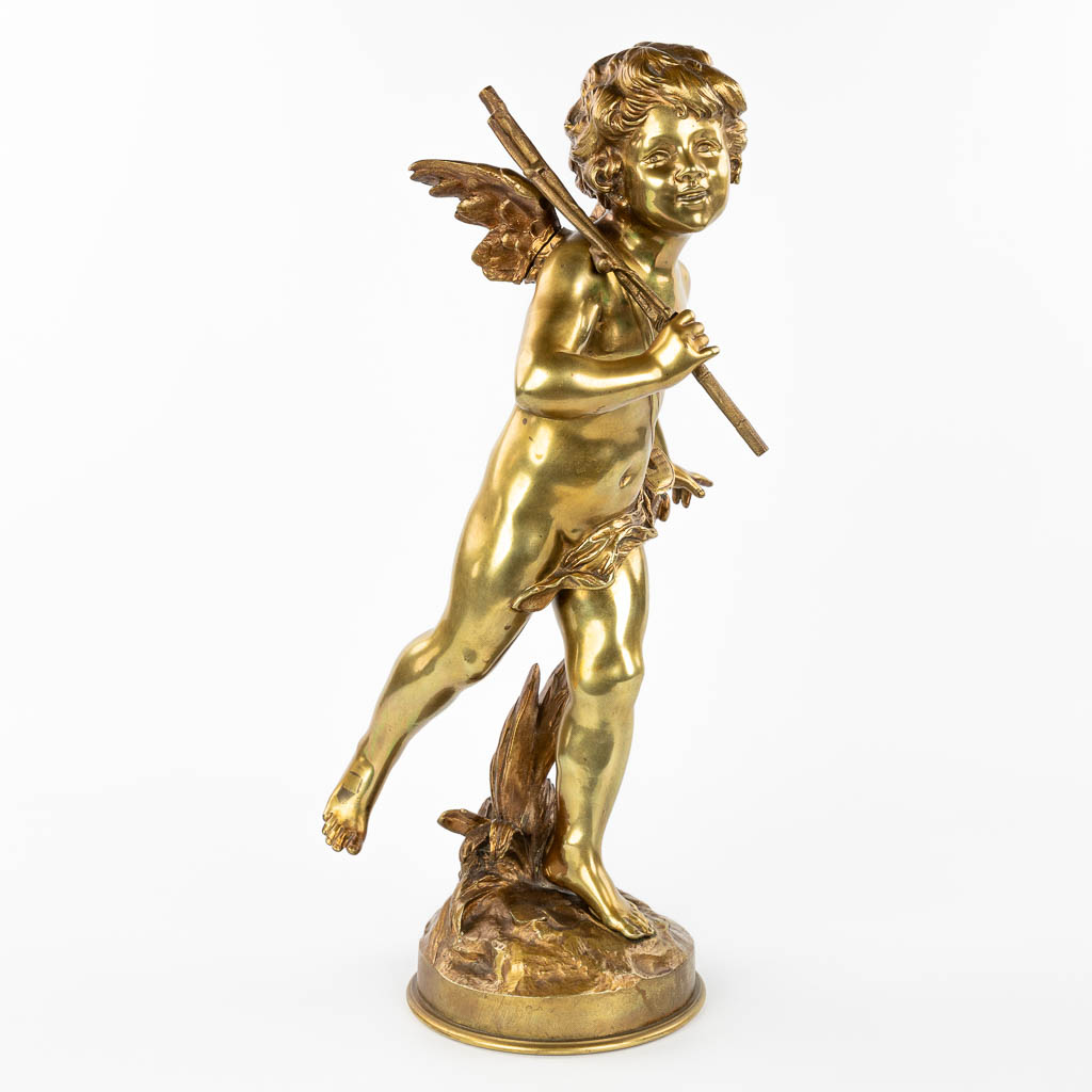 Auguste MOREAU (1834-1917) 'Cupido' een beeld gemaakt uit brons. (H:55cm)