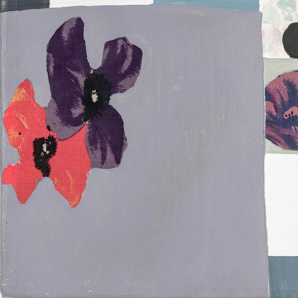 Arjan VAN ARENDONK (1957) 'Zonder titel' een mixed media, olieverf op zijde. 1990. (50 x 50 cm)