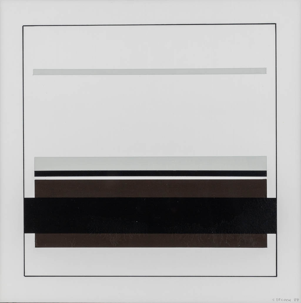 Gilbert DECOCK (1928-2007) 'Abstact' olie op papier. 1988. (W:22 x H:22 cm)
