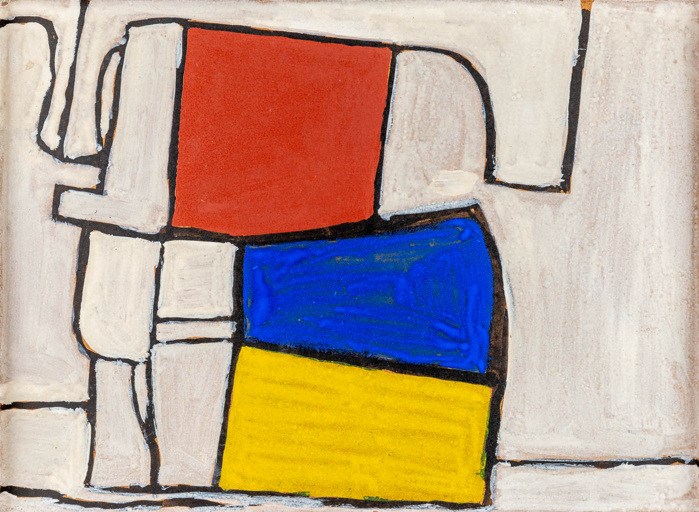 Mario DE BRABANDERE (1963) 'Stilleven met houten blokken' olie op paneel. 1999 (W:24,5 x H:32,5 cm)