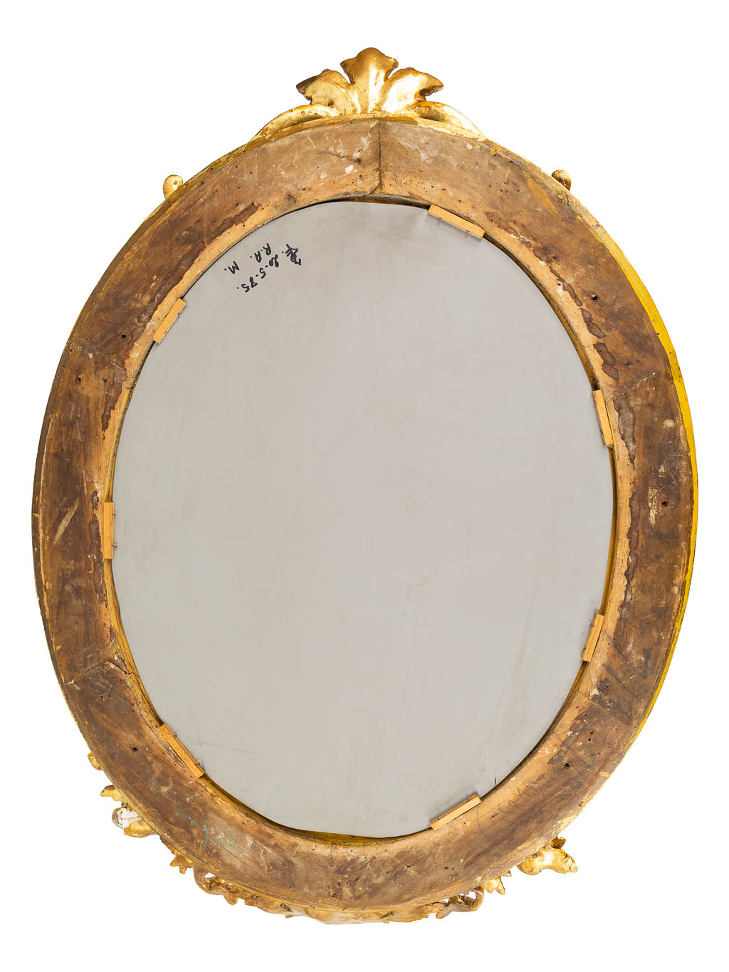 Een antieke spiegel, verguld in Lodewijk XV stijl. 19de eeuw. (W:89 x H:126 cm)