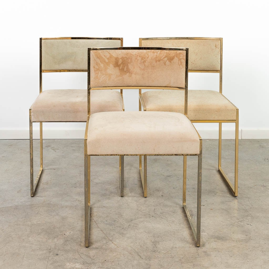 Willy RIZZO (1928-2013) Set van 3 stoelen, gemaakt uit verguld messing. circa 1970. (49 x 48 x 78cm)